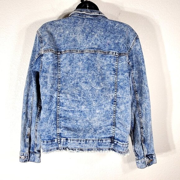 Simply Vera Vera Wang Womens Denim Jacket Small Distressed Frayed Hem - Picture 2 of 8